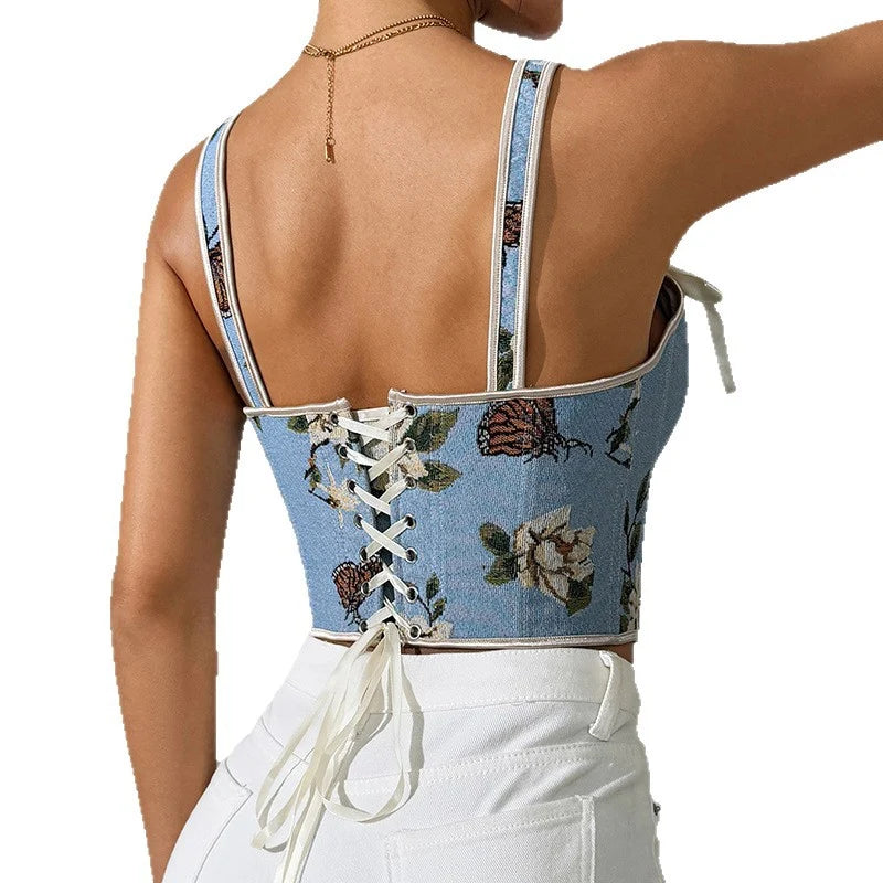 Women's Floral Jacquard Vest – Fitted Cut, Tie Fastenings