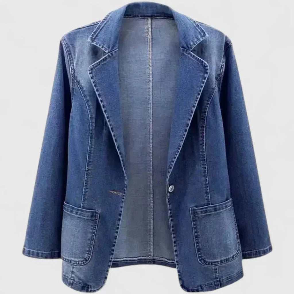 Women's Denim Jacket – Tailored Fit One-Button Notched Collar