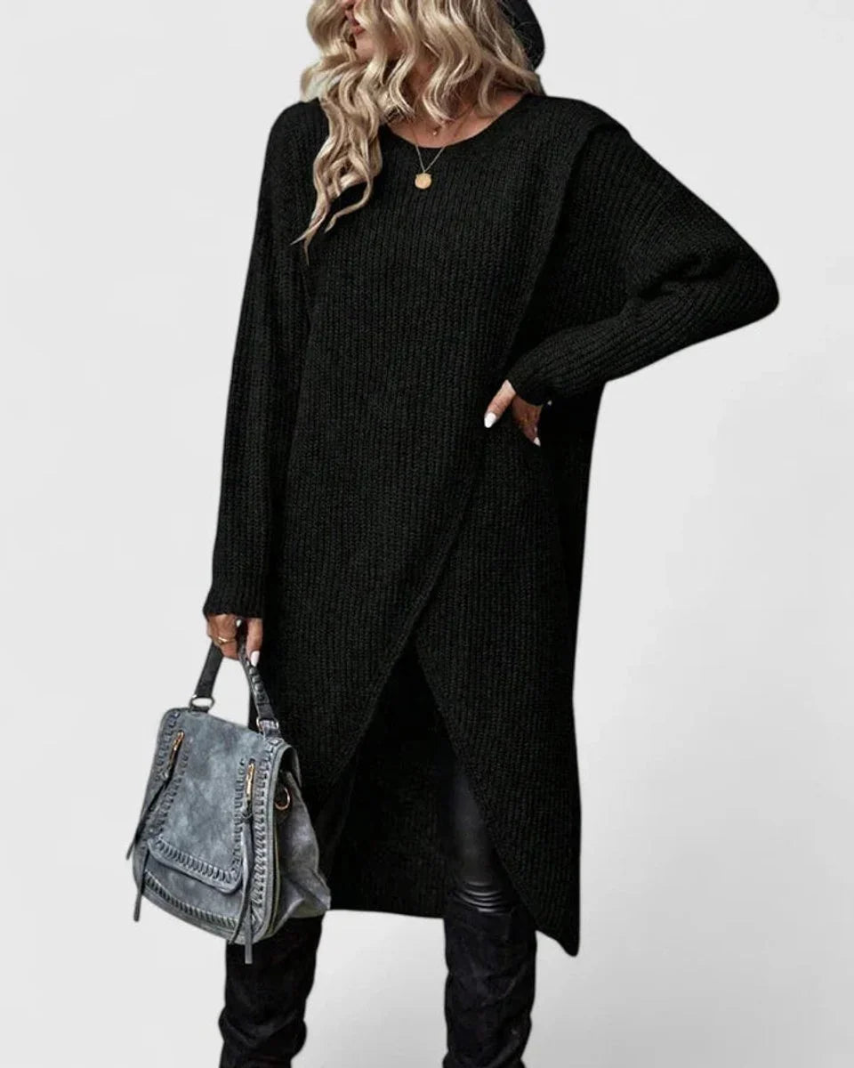 Women's Midi Knit Dress – Fitted Wrap Silhouette