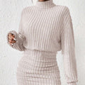 Women's Ribbed Knit Set – Long Sleeve, Mock Neck