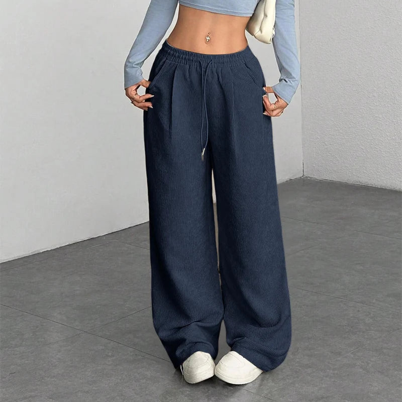 Women's Wide Corduroy Trousers – Loose and Casual Cut
