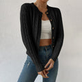 Women's Twisted-Knit Round-Neck Cardigan – Elegant Long Sleeve
