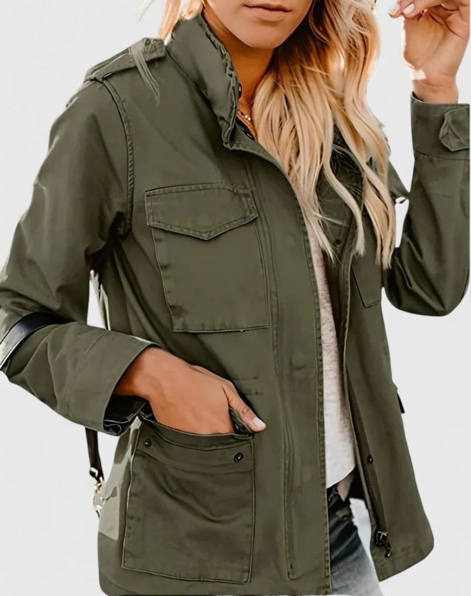 Women's Cropped Cotton Jacket - Fitted design with notched lapel