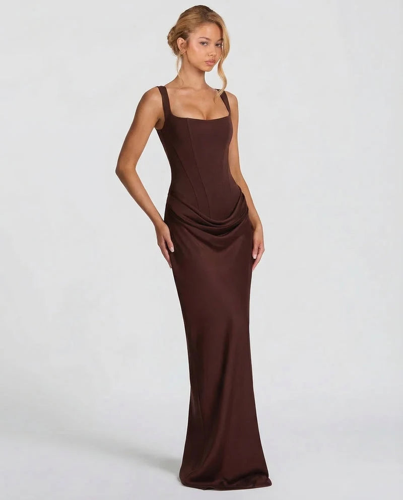 Women's Strapless Maxi Dress – Elegant Sheath Fit