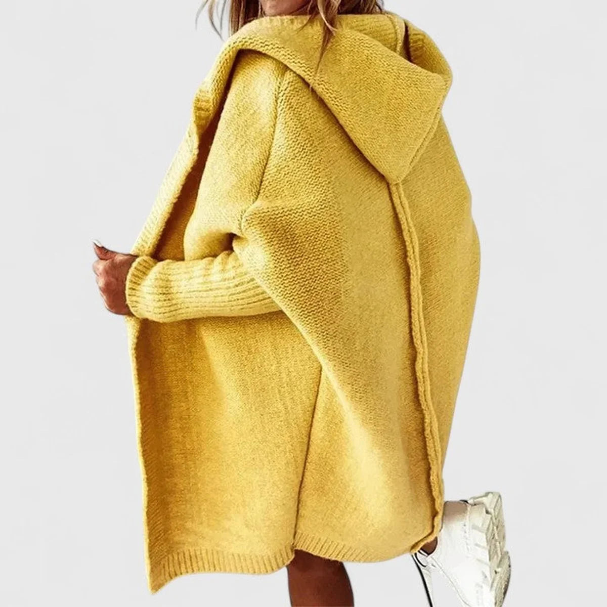 Women's Wool Cardigan – Oversized Batwing Hooded Fit