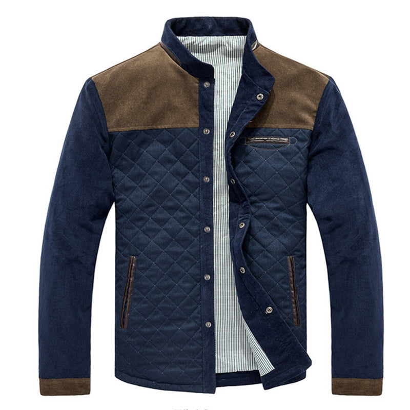 Men's Structured Fabric Jacket – Warm Lining & Button Closure