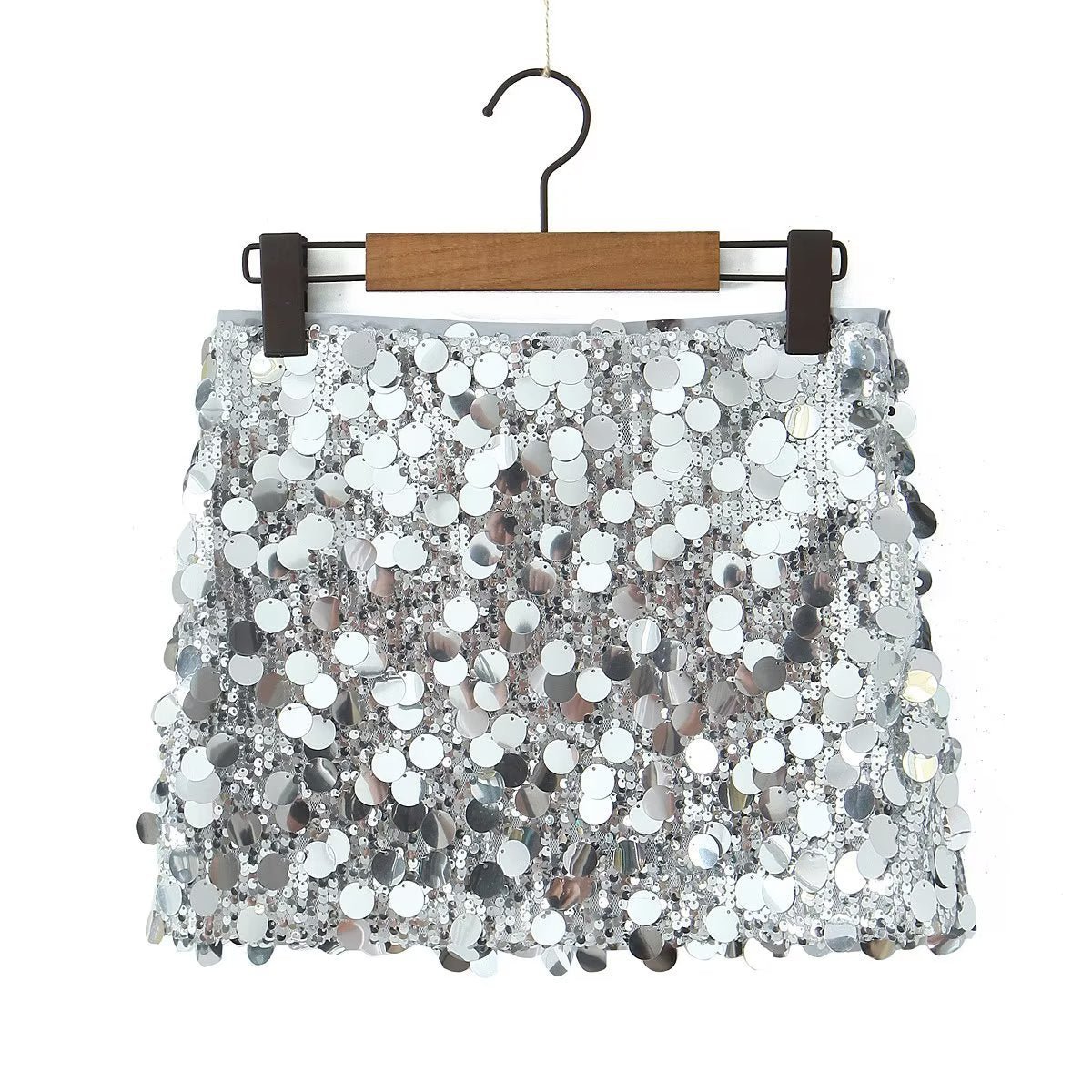 Women's Mini Sequin Skirt – Sheath Silhouette, Shiny Effect
