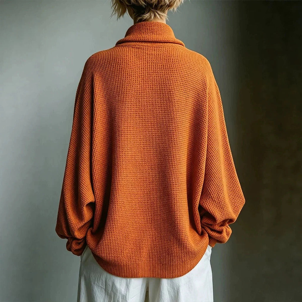 Women's Honeycomb-Knit Turtleneck Sweater – Relaxed Fit