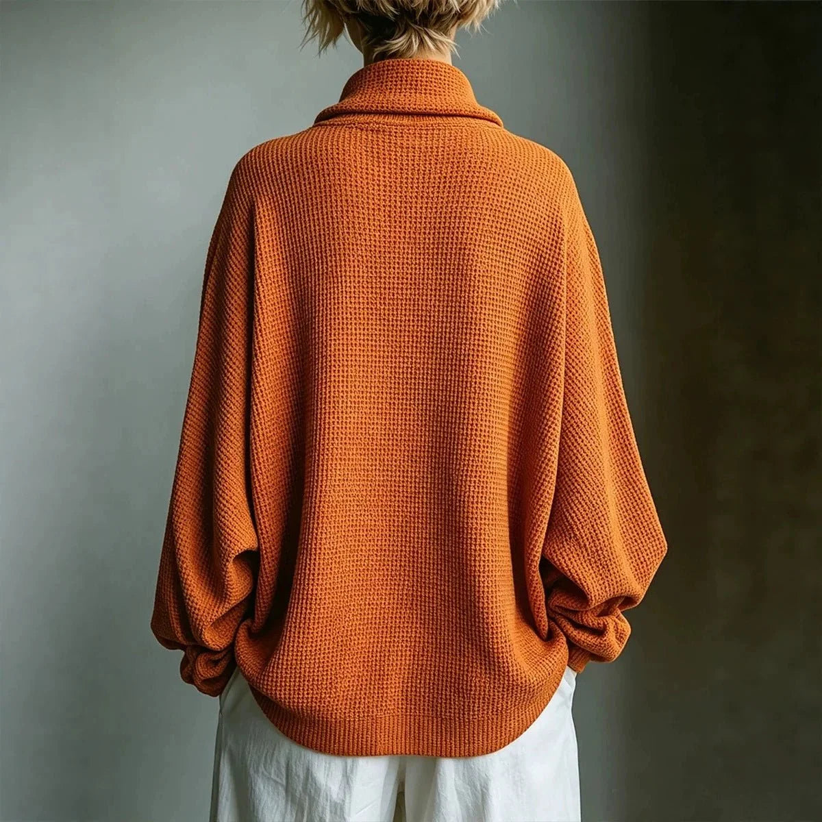 Women's Honeycomb-Knit Turtleneck Sweater – Relaxed Fit
