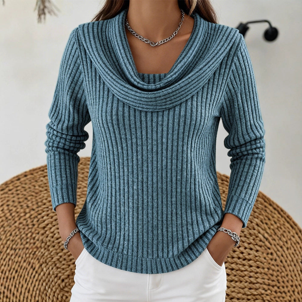Women's Ribbed Knit Top – Relaxed-Fit Long Sleeves