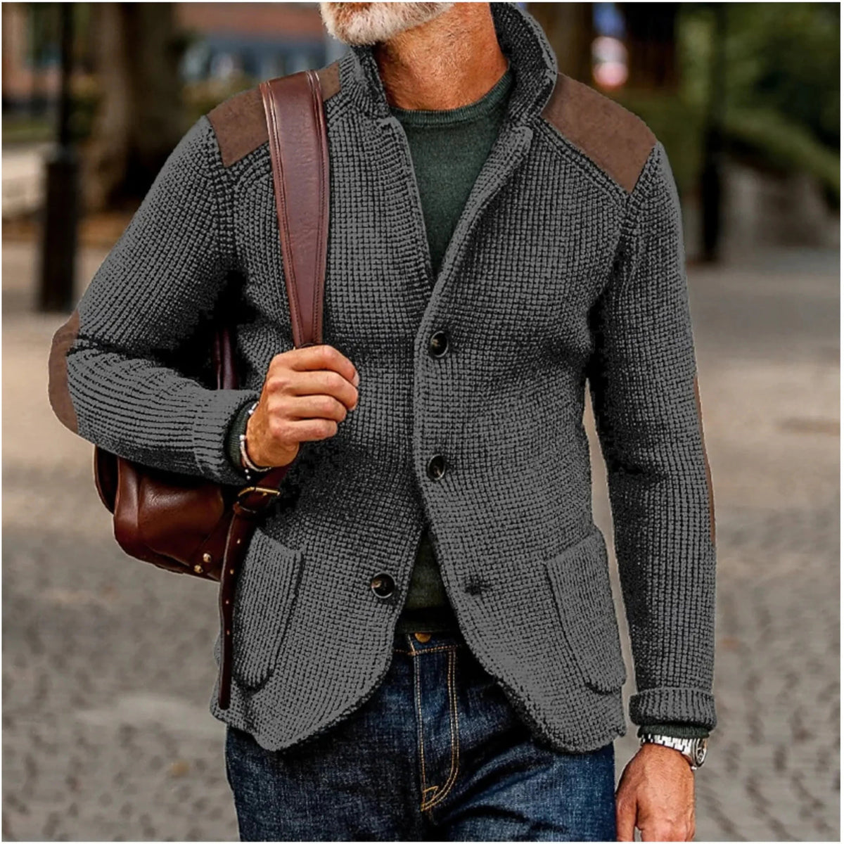 Men's Cardigan - Retro-Style Jacket with Relaxed Fit