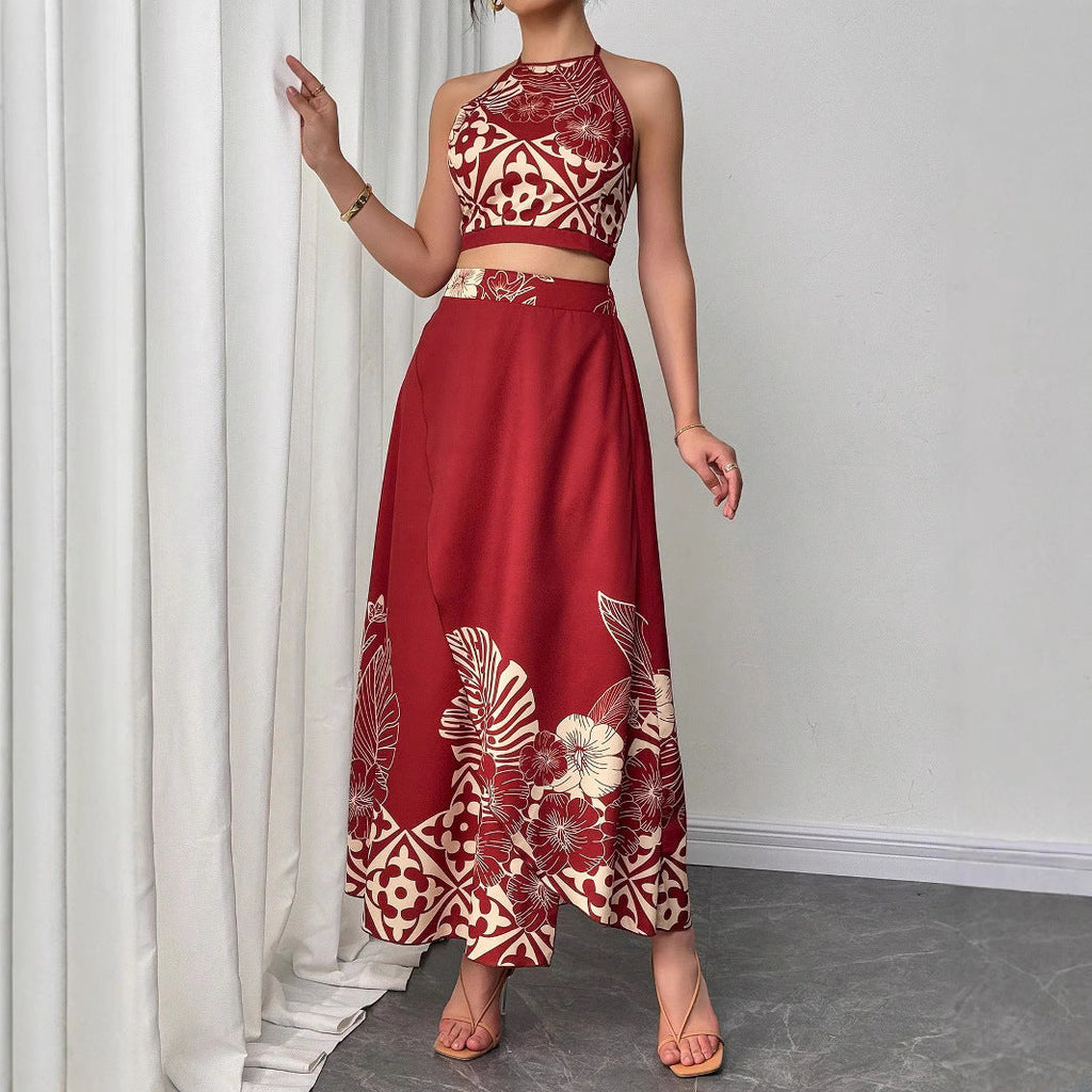 Women's Two-Piece Set Floral Print – Slim Fit