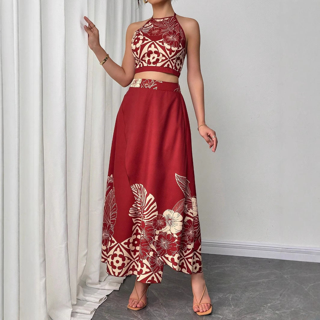 Women's Two-Piece Set Floral Print – Slim Fit