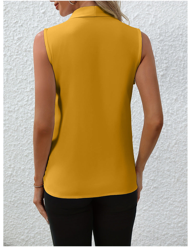 Women's Sleeveless Shirt V-Neck – Lightweight Casual Office Top