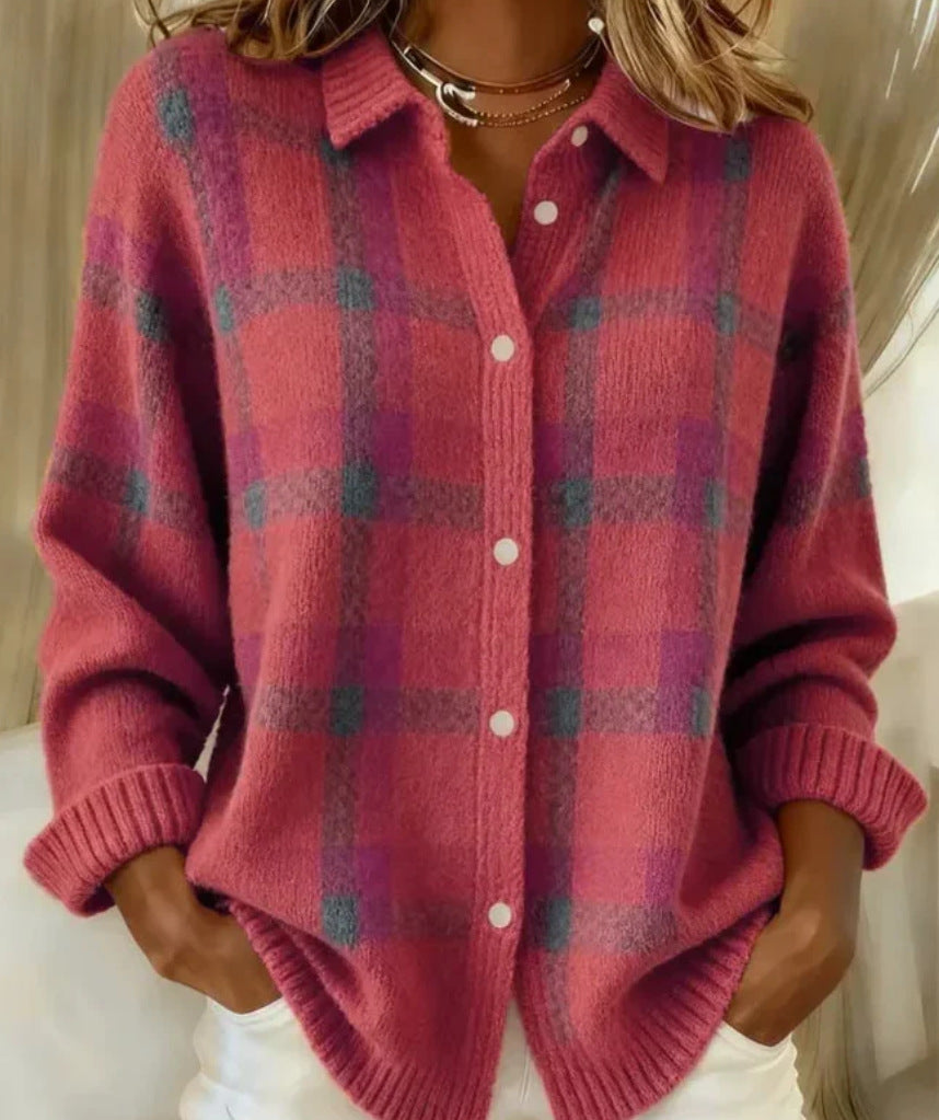 Women's Ribbed Knit Blouse – Casual Cardigan Style