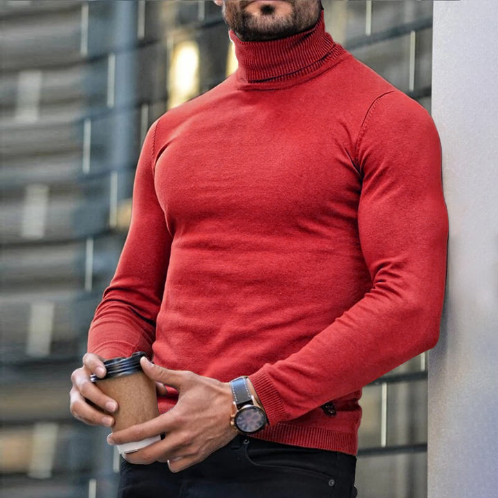 Men's Fine-Knit Turtleneck Sweater - Minimalist Straight Fit
