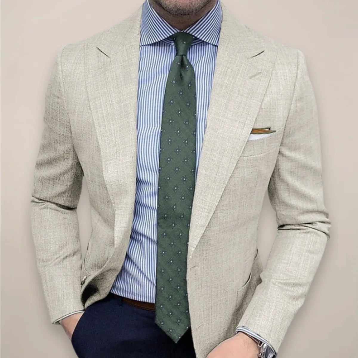 Men’s Slim Printed Jacket – Double-Buckle Detail