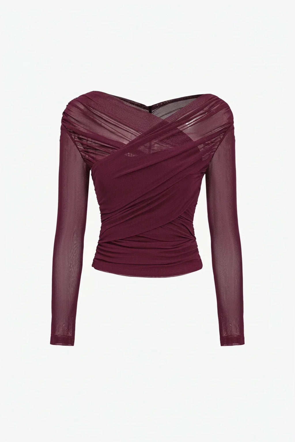 Women's Pleated Long-Sleeve Top – Elegant Fitted Cut