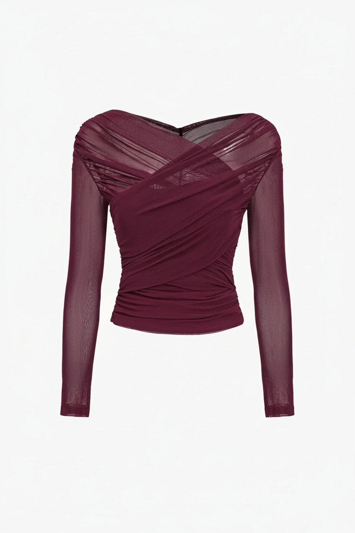 Women's Pleated Long-Sleeve Top – Elegant Fitted Cut