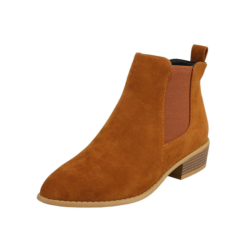 Women's Suede Ankle Boots – Pointed Toe & Block Heel