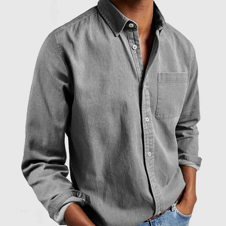 Men's Long Sleeve Shirt – Classic Fitted Collar