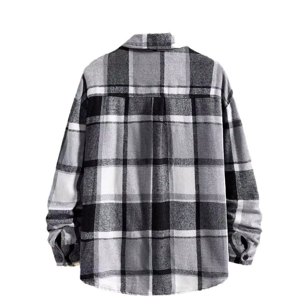 Men's Slim Brushed Checked Shirt – Elegant Long Sleeve