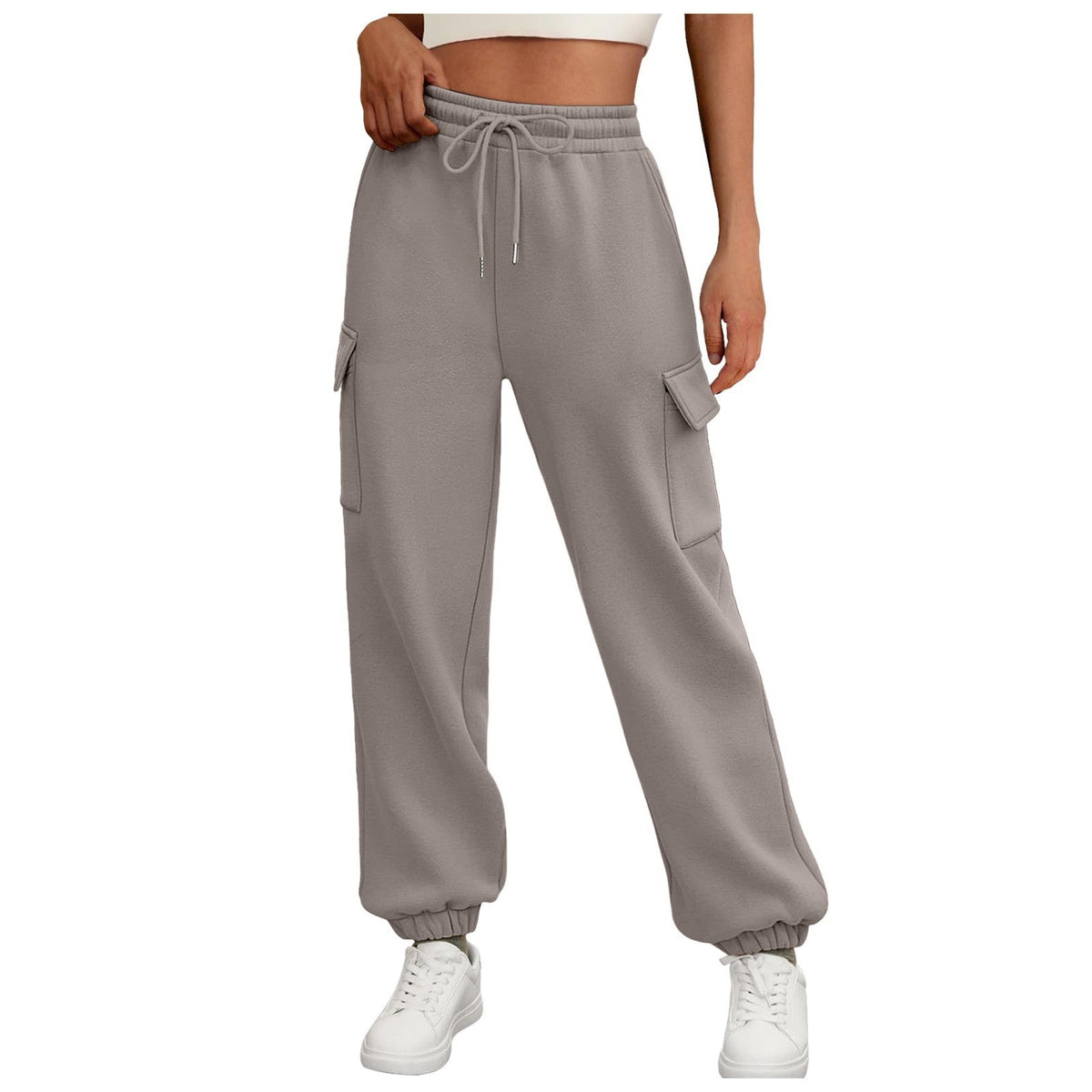 Women's Cargo Jogger Trousers – Relaxed Fit with Fleece Lining