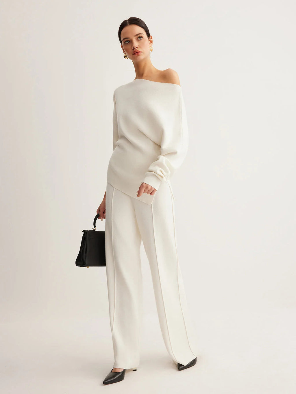 Women's Off-Shoulder Sweater – Relaxed Slim Fit