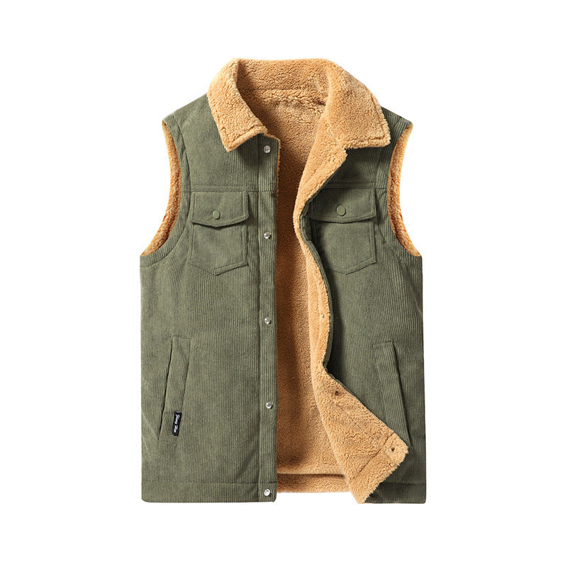 Men's Ribbed Corduroy Vest - Thick Lining and Workwear Fit