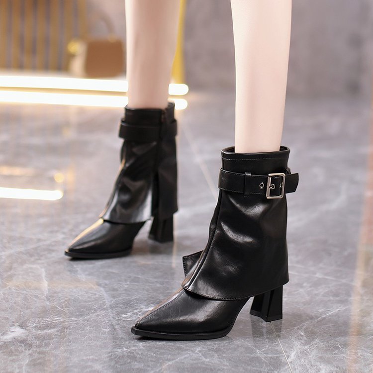 Women's Heeled Boots – Pointed Mid-Calf Shaft with an Elegant Finish