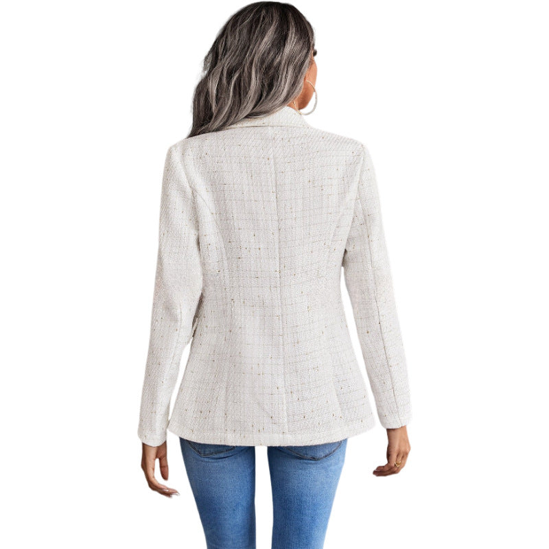 Women's Tweed Blazer - Structured Double-Breasted Fit