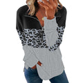Women's Oversized Sweater – Leopard-Print Color-Block Design