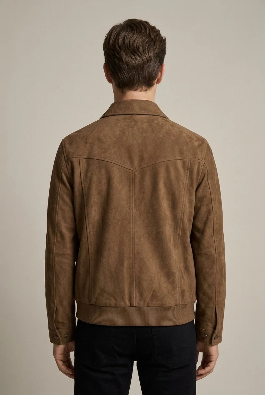 Men's Jacket with Notched Collar – Soft Suede Effect Finish