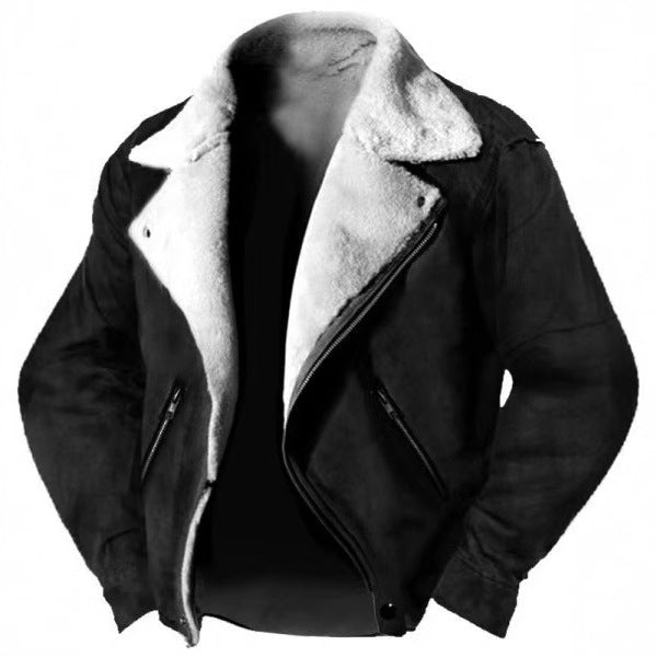 Men's Polo-Collar Zip Jacket – Thick Lining and Regular Fit