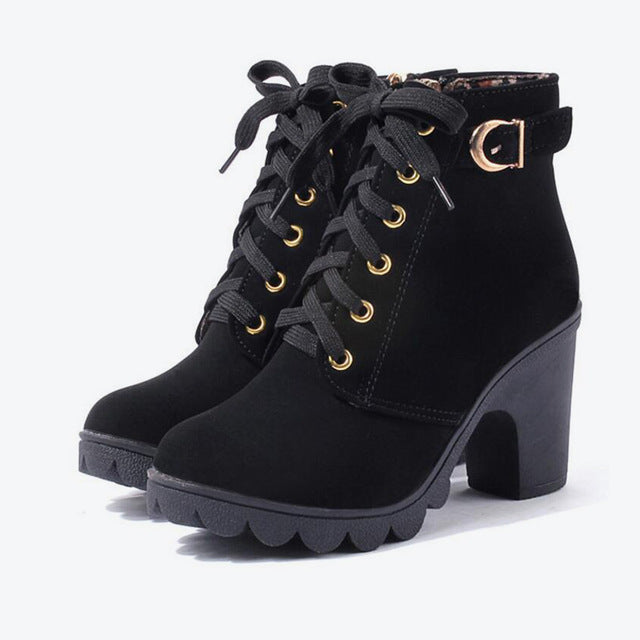 Women's Vegan Lace-Up Ankle Boots – Cross-Strap Design