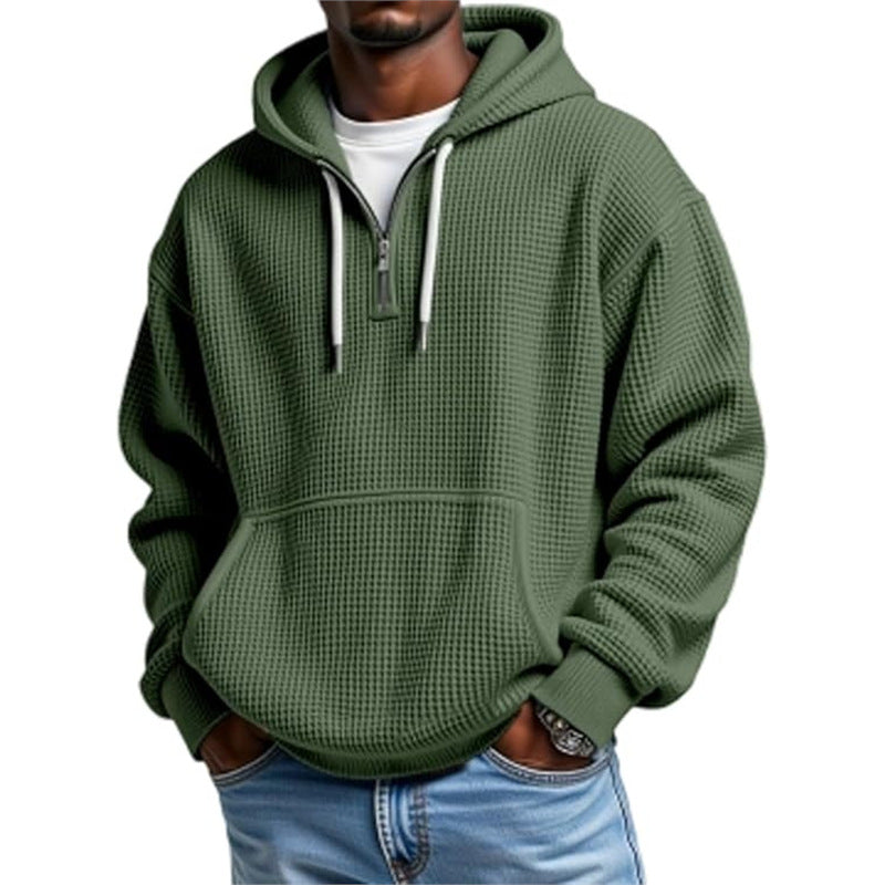 Men's Honeycomb-Knit Hooded Sweatshirt – Relaxed Fit with Double Hood