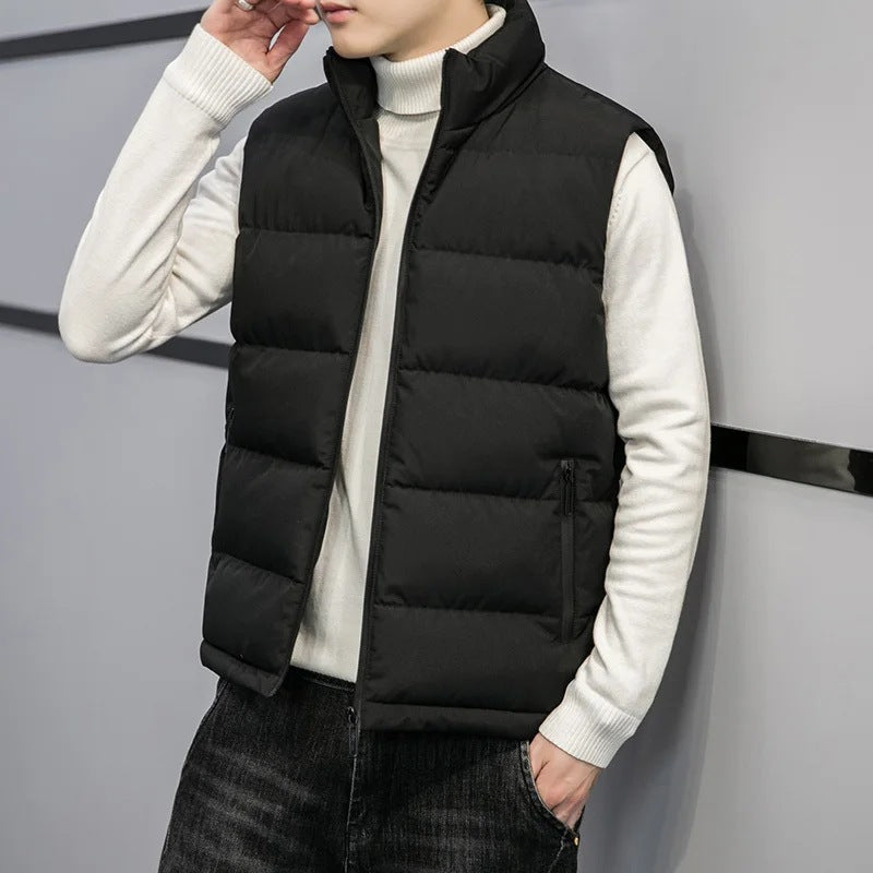 Men's Quilted Sleeveless Jacket – Warm Mock Neck