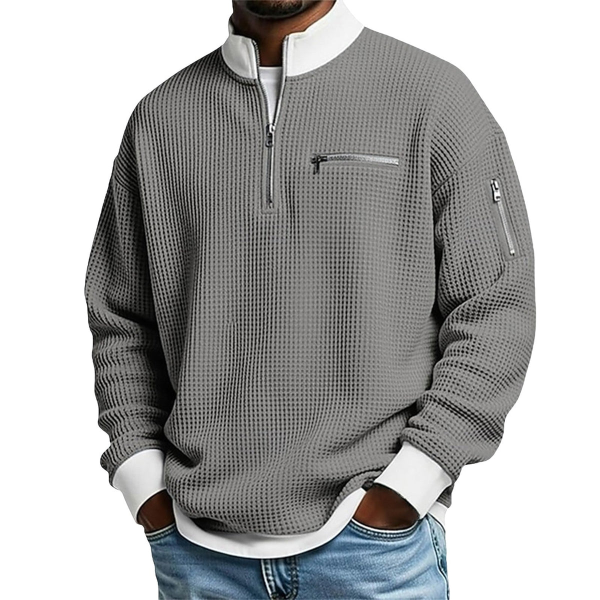 Men's Zip-Up Collar Sweater – Classic and Versatile Knitwear