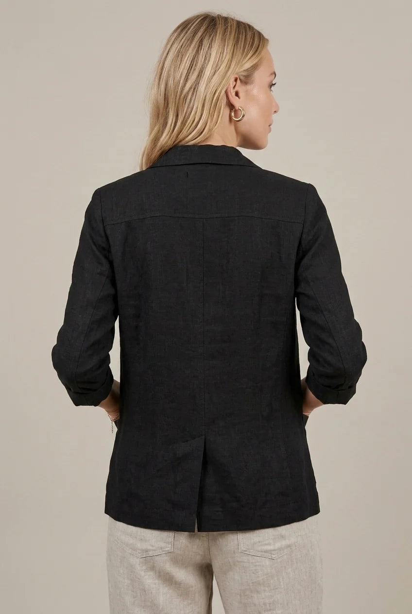 Women's Relaxed-Fit Blazer – Notched Lapel, Three-Quarter Sleeves