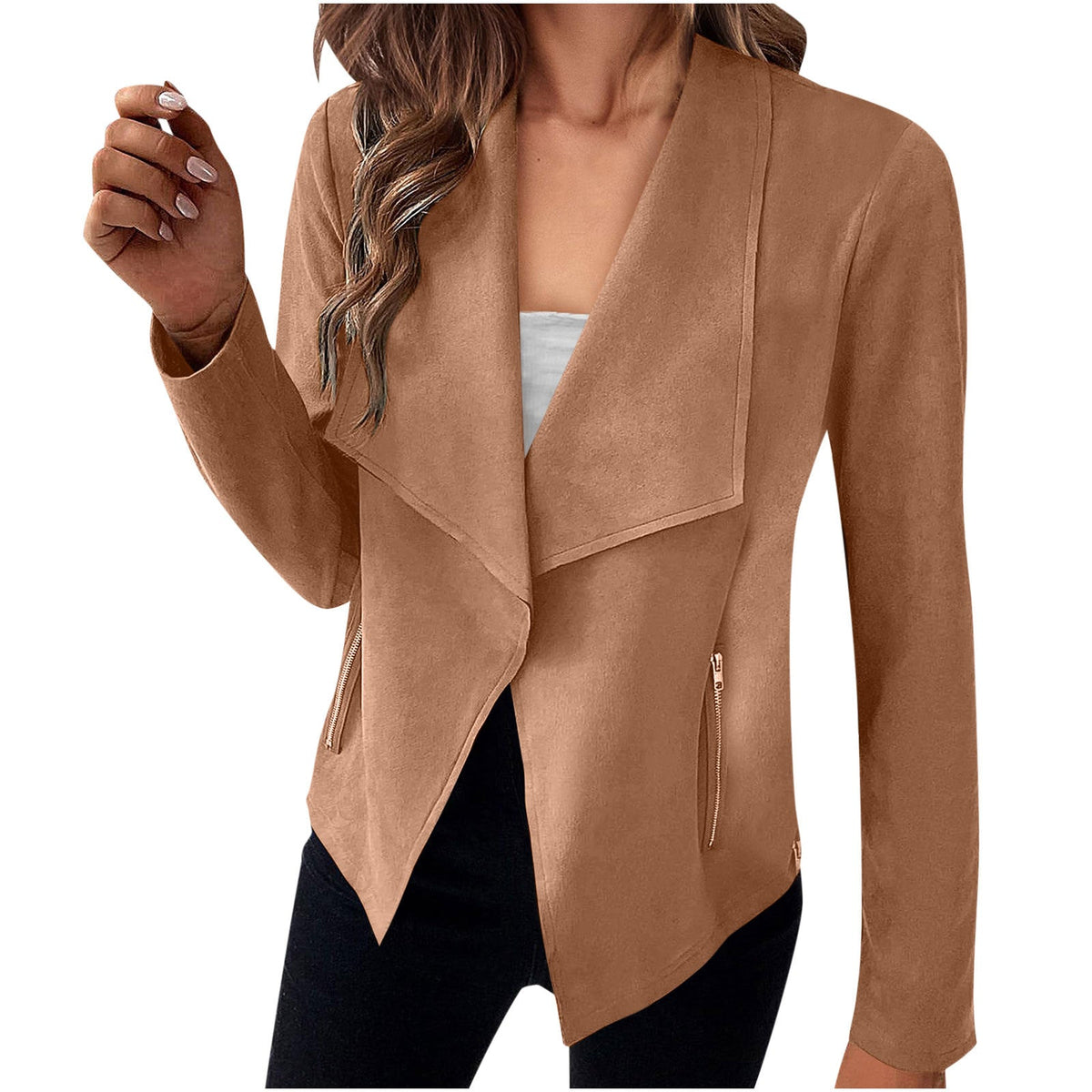 Women's Suede-Look Coat – Classic Long Silhouette
