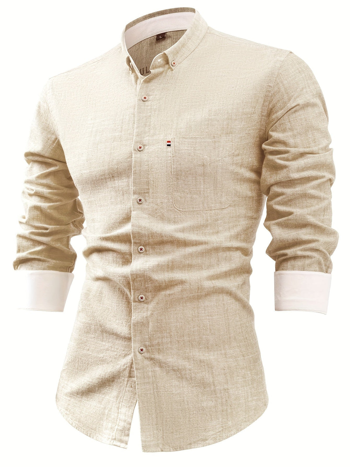 Men's Cotton and Linen Shirt – Straight Fit Long Sleeve