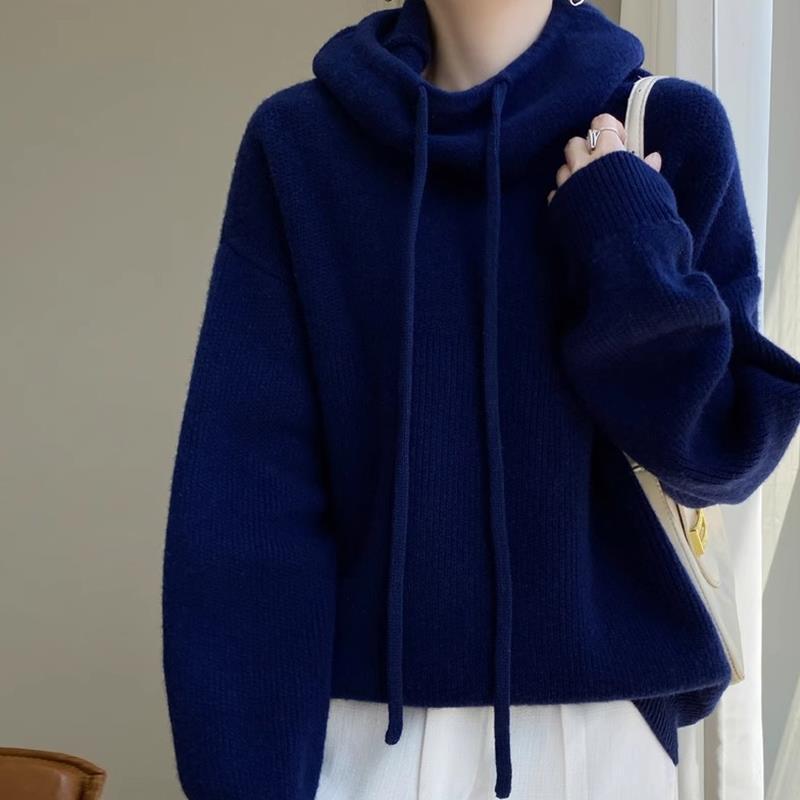 Women's Funnel-Neck Sweater - Relaxed Fit with Drawstring