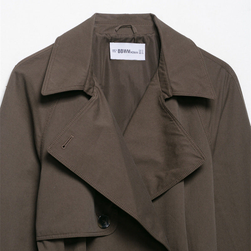 Women's Belted Windbreaker Coat with Lapels – Modern Silhouette