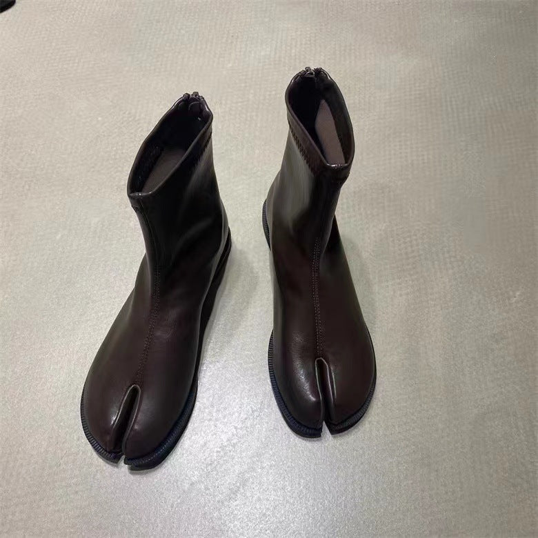 Women's Split Toe Boots Retro Style – Back Zip, British Inspiration
