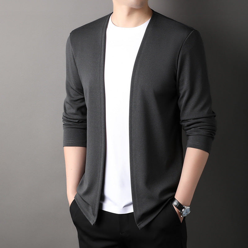 Men's Cotton-Blend Cardigan - Lightweight, Comfortable Loose-Knit Style