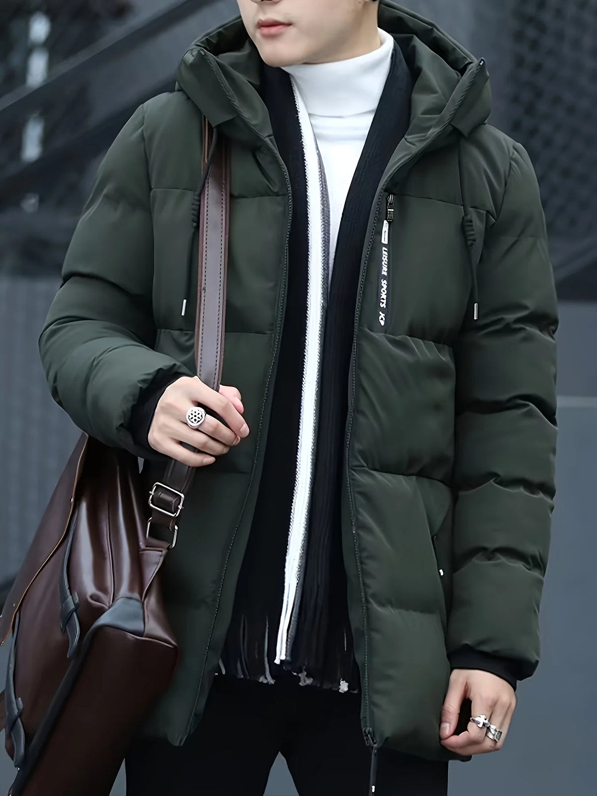 Men's Hooded Down Jacket – Mid-Length Winter Quilted Jacket