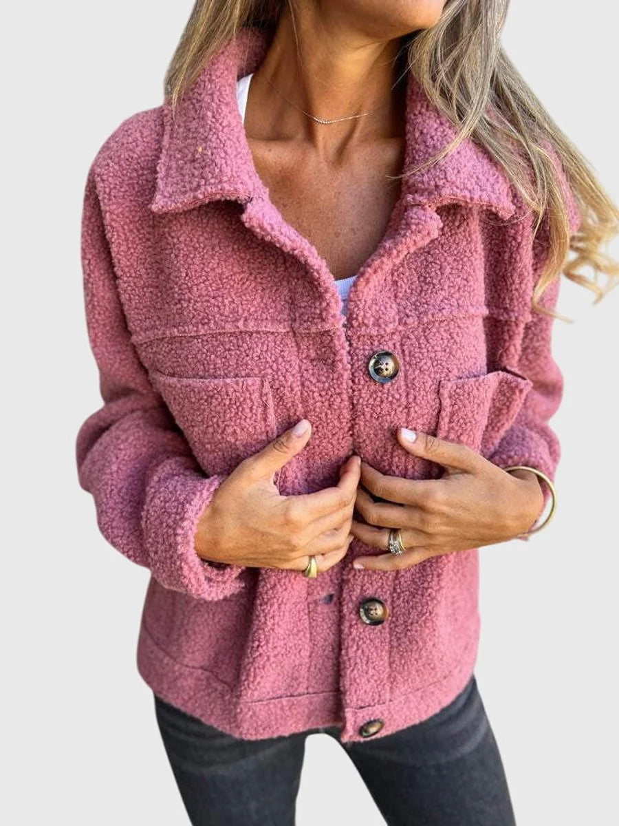 Women's Lambswool-Look Coat – Elegant One-Button Fit