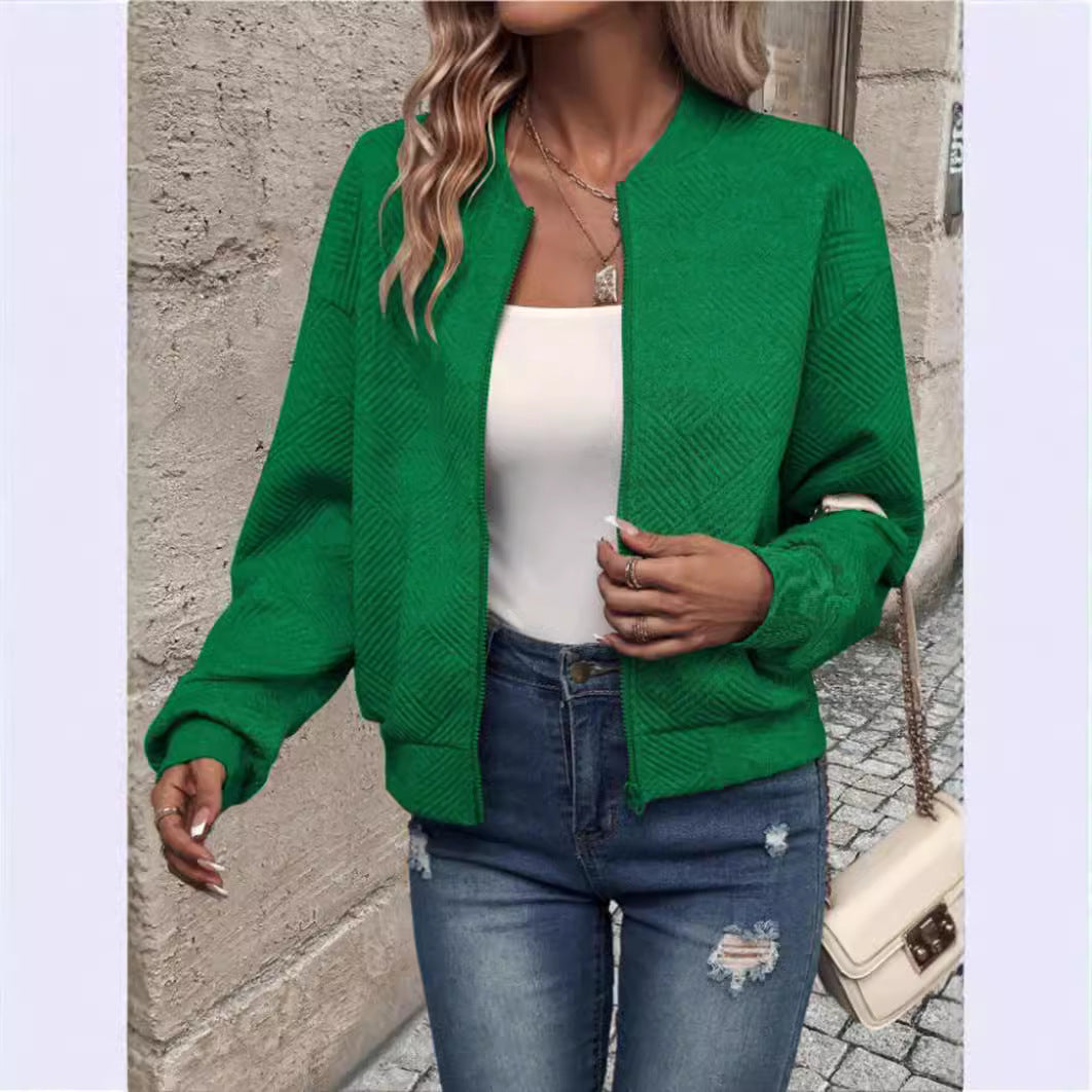 Women's Jacket - Front Zip, Modern Textured Finish