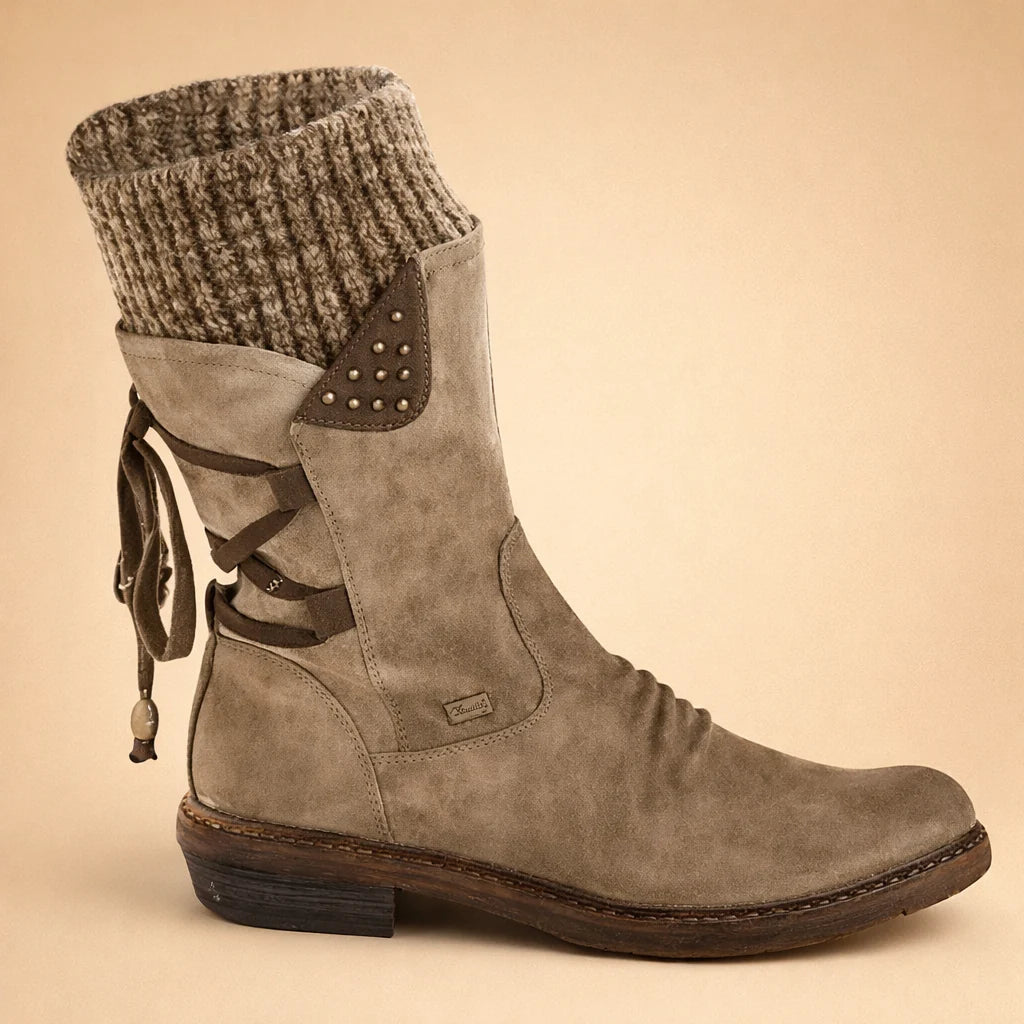 Women's Soft-Shaft Boots – Low Round Heel, Combat Style