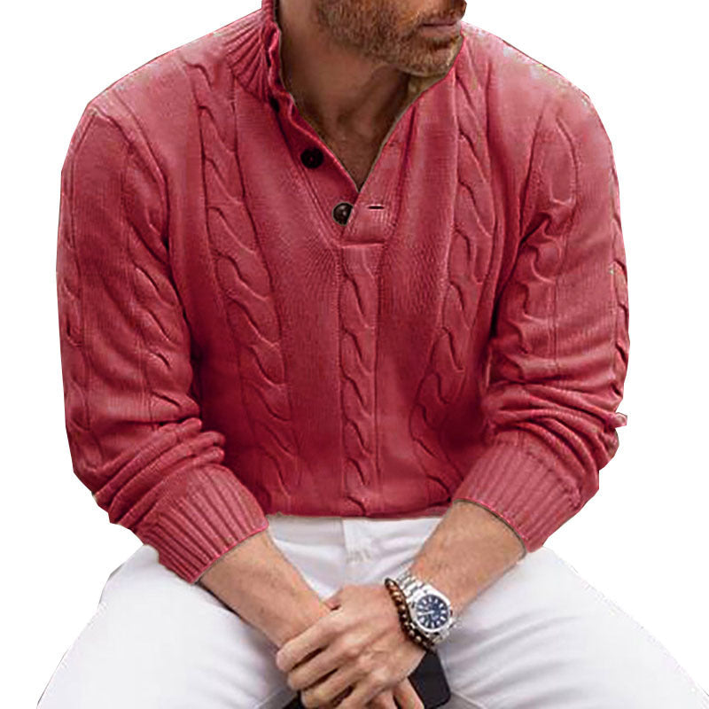 Men's Stand-Up Collar Sweater – Slim Knit and Ribbed Finishes